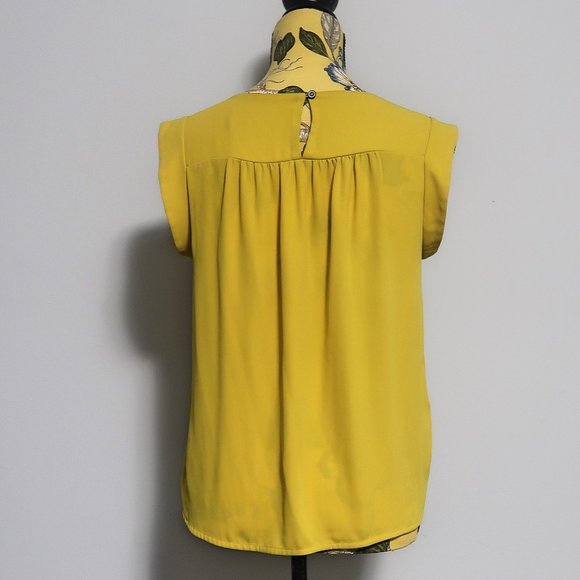 LOFT Mustard Yellow Ruffle Shell Blouse SP - Picture 4 of 7